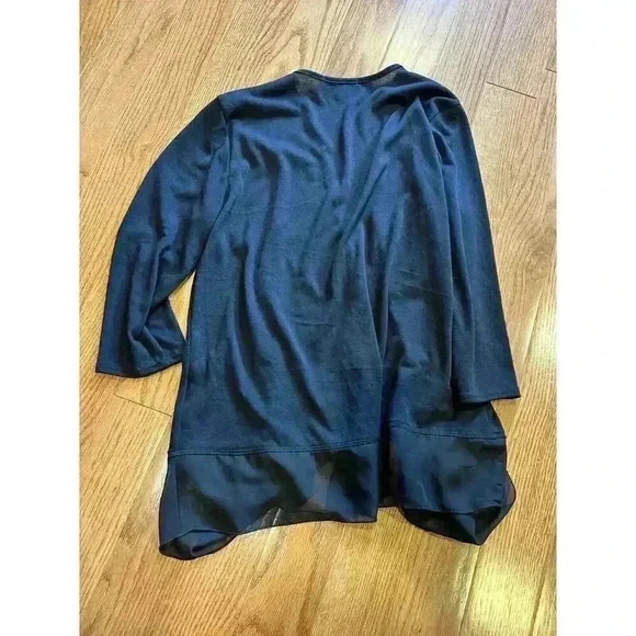 Studio Works Open Front Knit Chiffon Large Petite Office Casual - Picture 4 of 7